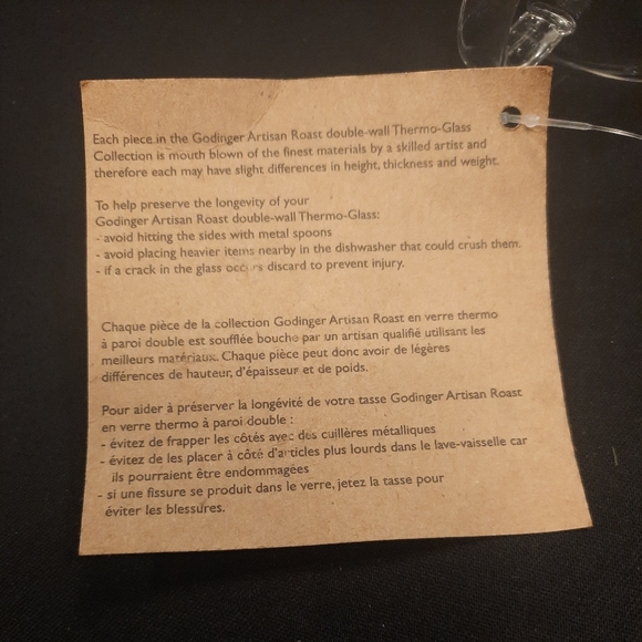 Godinger Artisan Roast Double-Wall Cappucino  Thermo-Glass Cups ~ Set of 2 ~ New - Picture 10 of 11